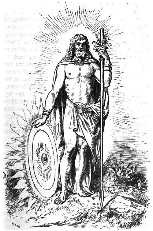 Baldur (or Baldr) as depicted in the Norse mythology.