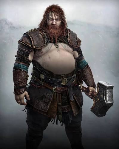 Thor as depicted in God of War (2018), he makes a small cameo at the end, but he's frequently mentioned during the game. His role is bigger in the sequel God Of War Ragnarok (2022).